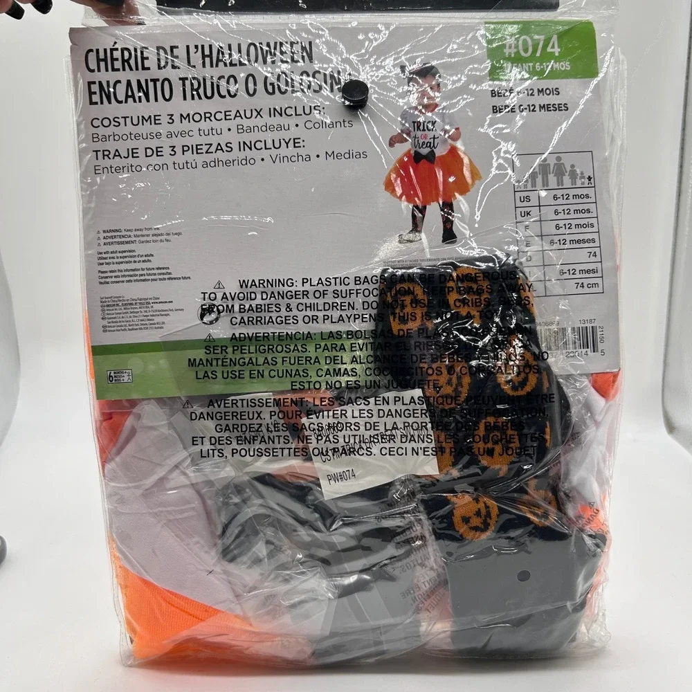 NEW Trick Or Treat Sweetie Costume Infant 6-12‎ Months Halloween Bodysuit Tutu